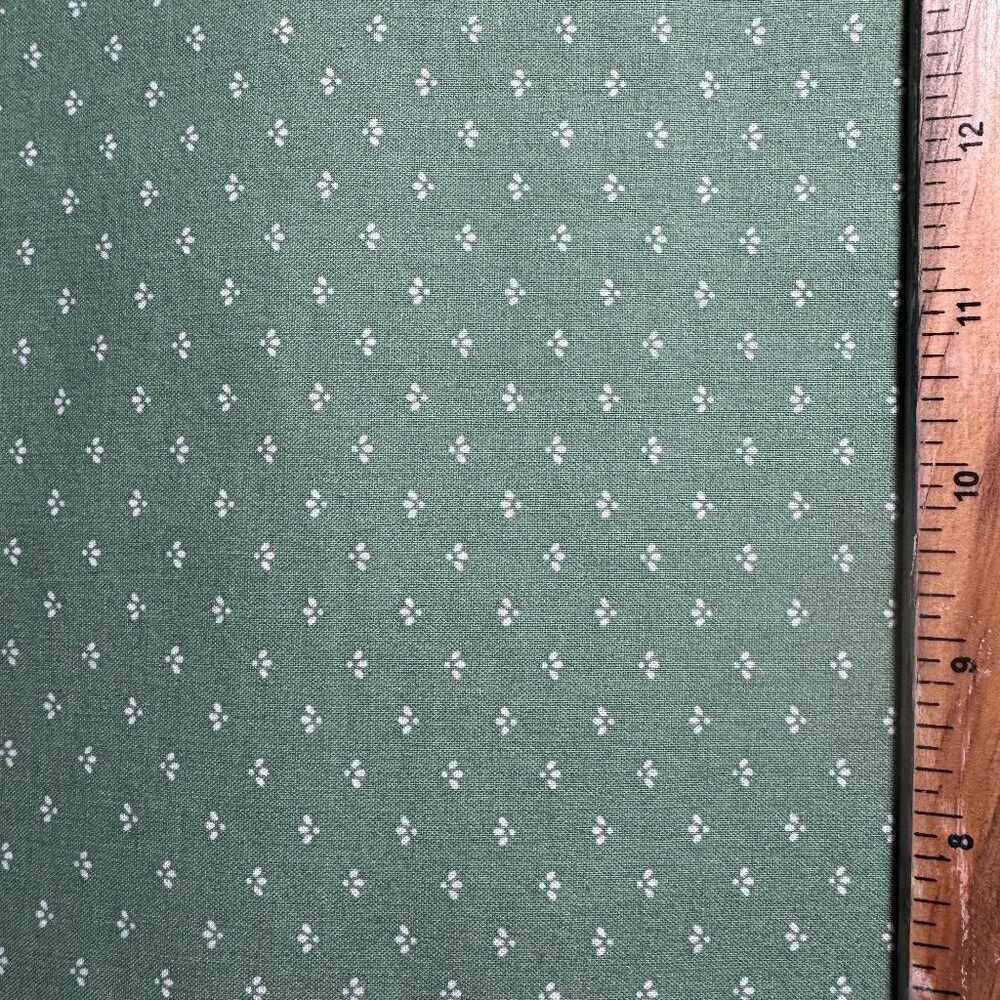 3 yards Muted Green Small Print Cotton Fabric #988
